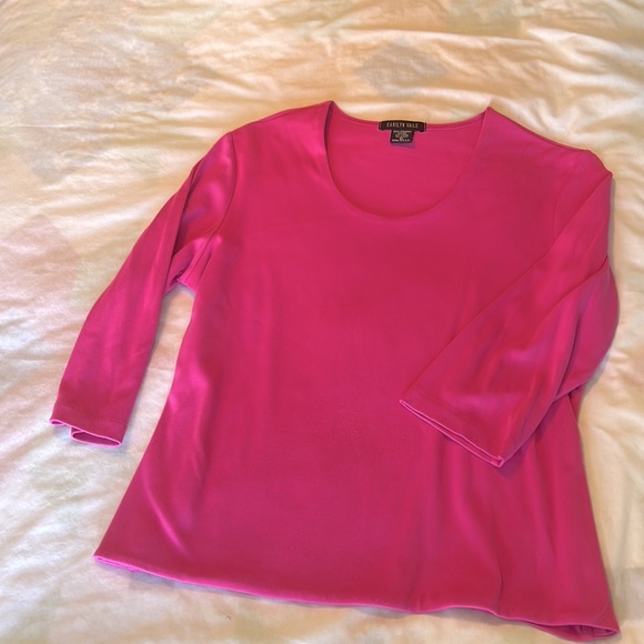 Carolyn Vail, pink scoop neck, top, extra large three-quarter sleeve - Picture 1 of 5